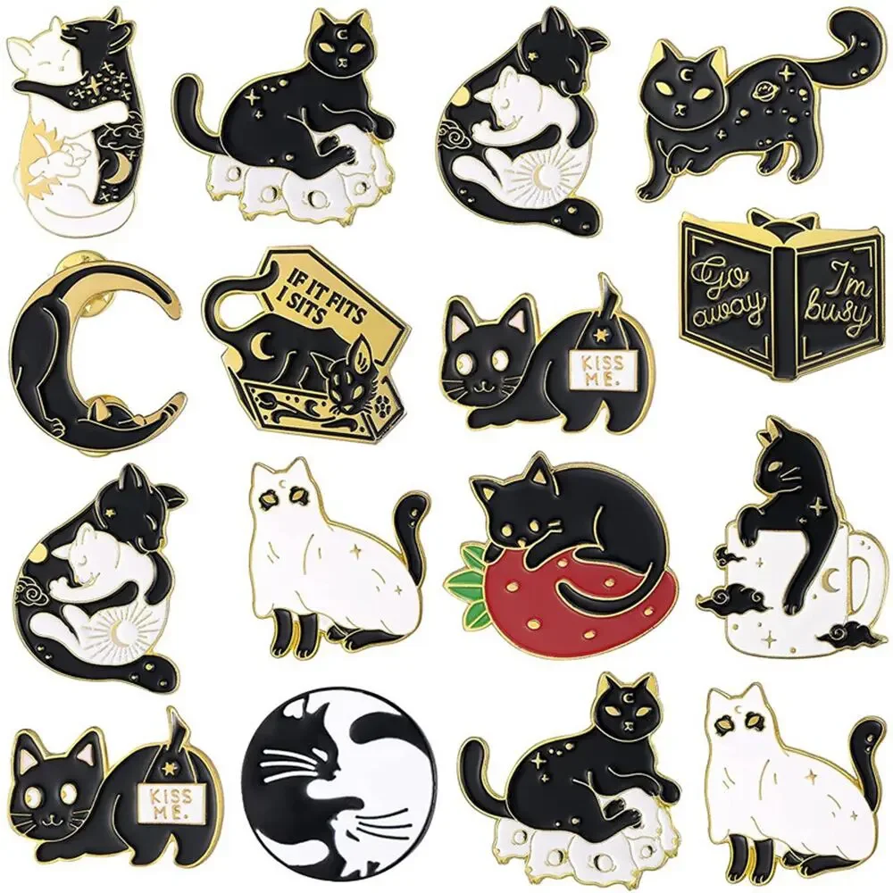 Astral Black Dog/White Cat Enamel‎ Lapel Pin NWOT